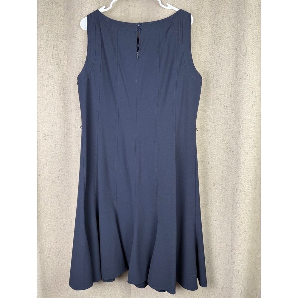 Sandra Darren Fit and Flare Dress Womens 16 Navy Blue Excellent Princess Seams - Picture 3 of 6